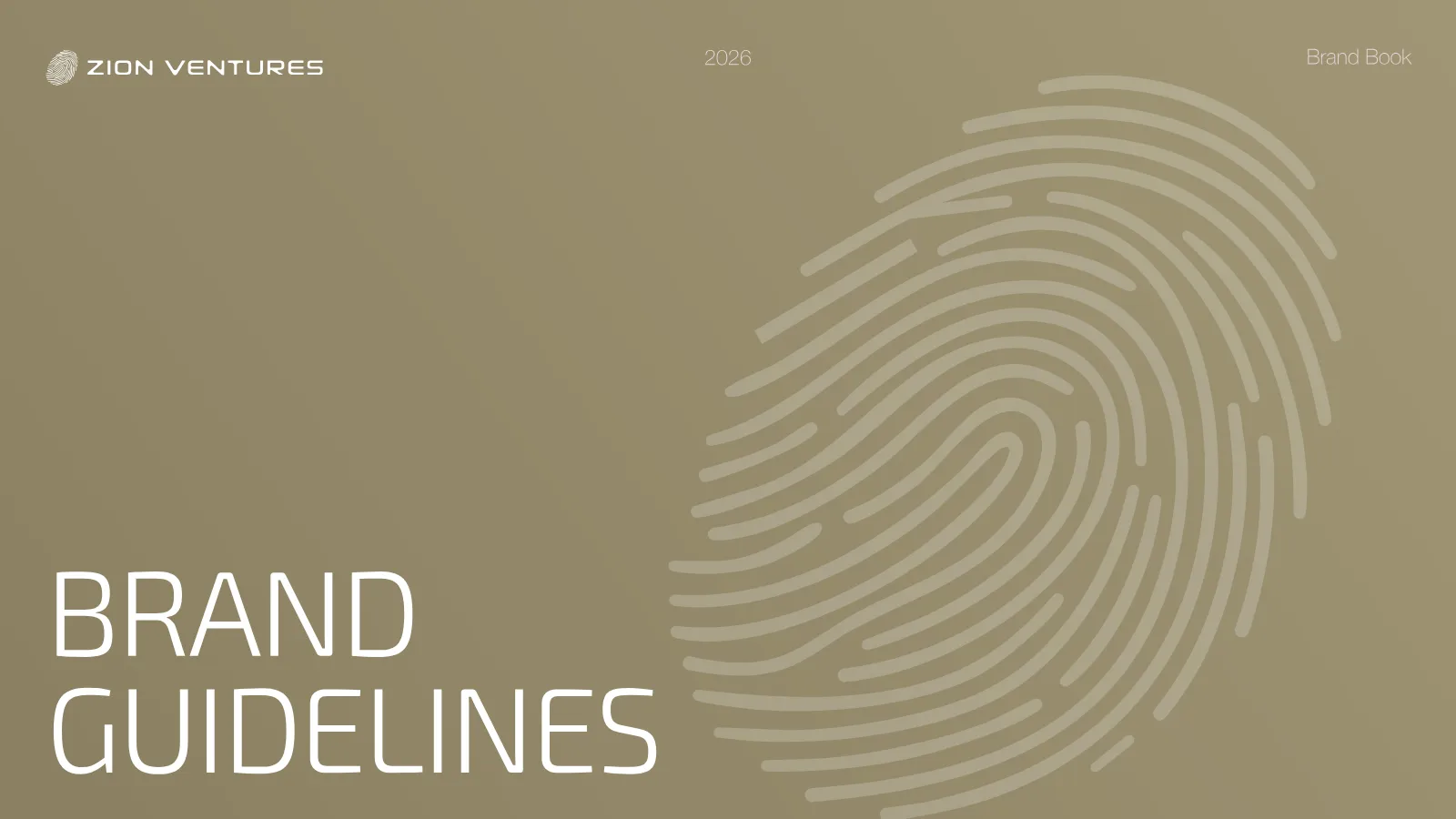Zion Ventures Brand Guidelines presentation, page 1 of 34