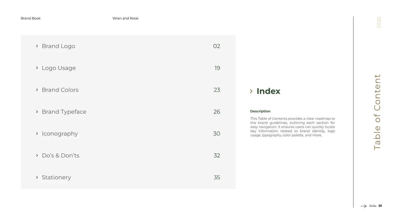 Wren and Rook Brand Guidelines presentation, page 2 of 38