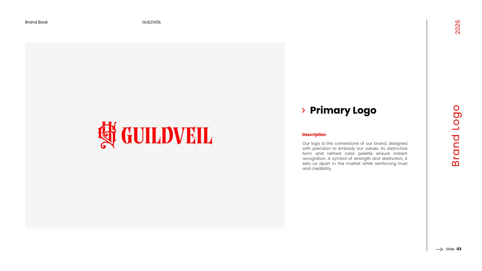 GUILDVEIL Brand Guidelines presentation, page 4 of 36