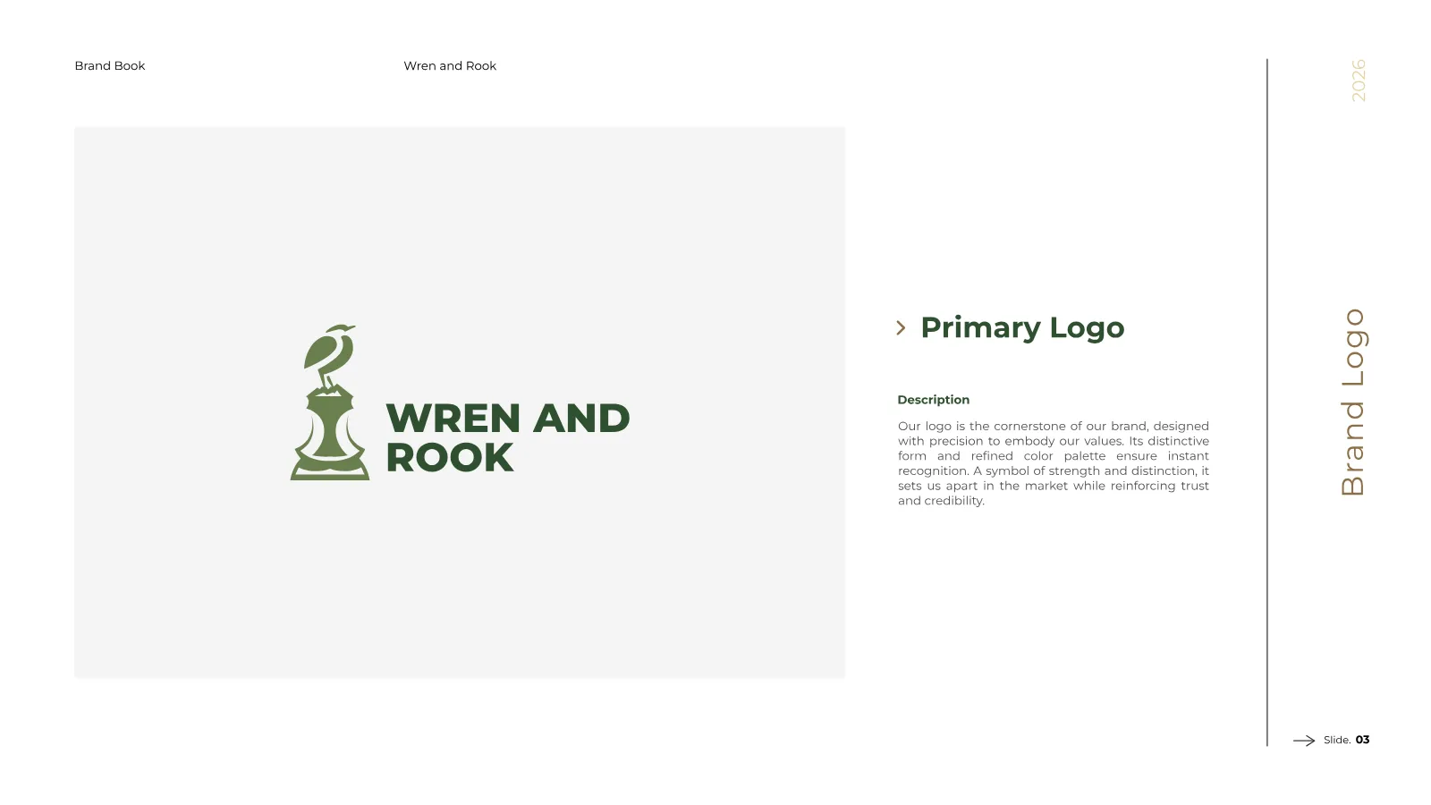 Wren and Rook Brand Guidelines presentation, page 4 of 38