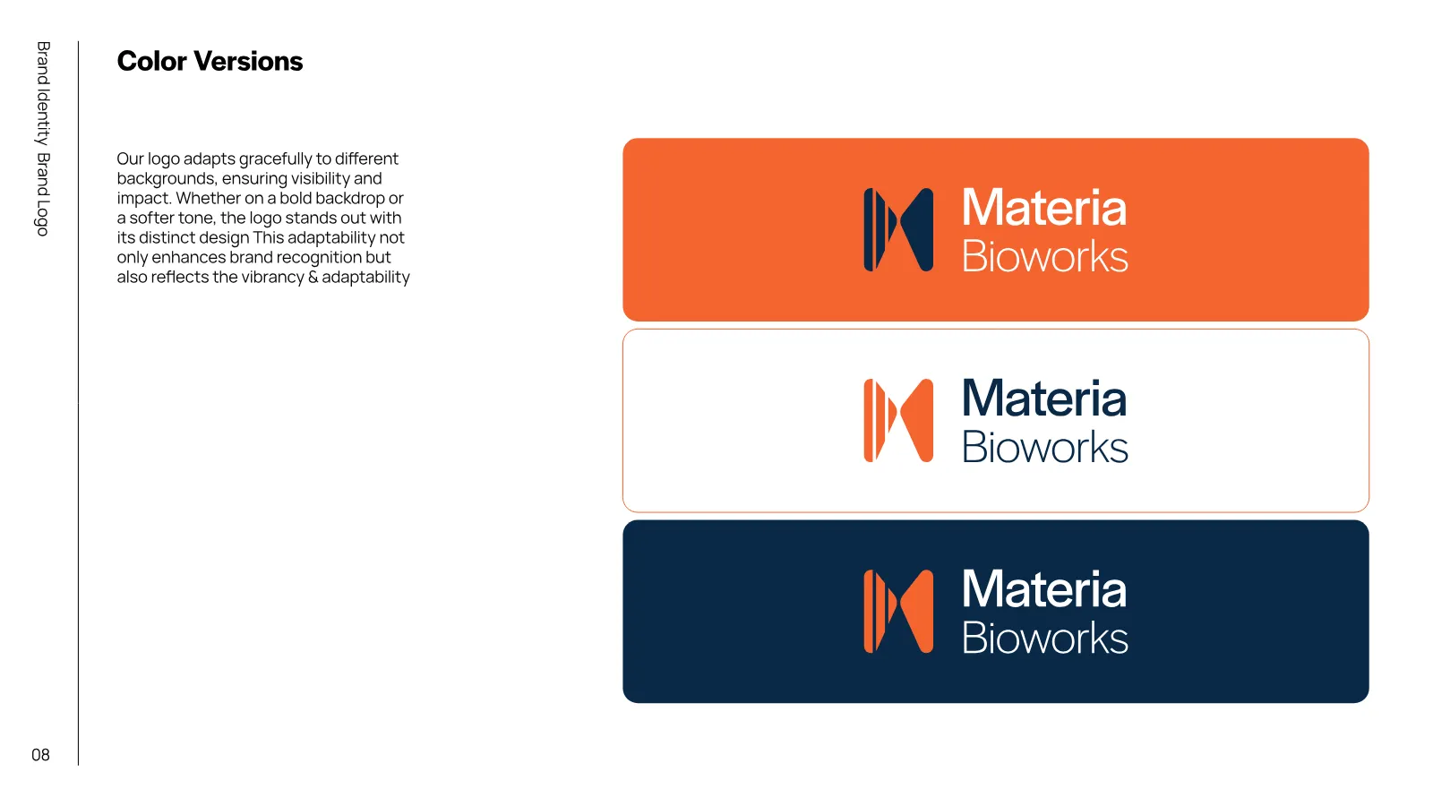 Materia Bioworks Brand Guidelines presentation, page 7 of 45