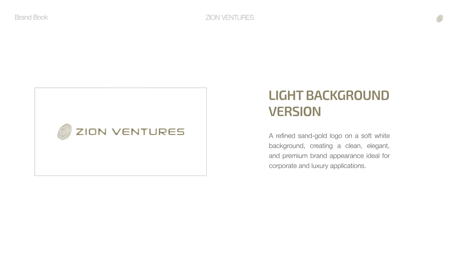 Zion Ventures Brand Guidelines presentation, page 9 of 34