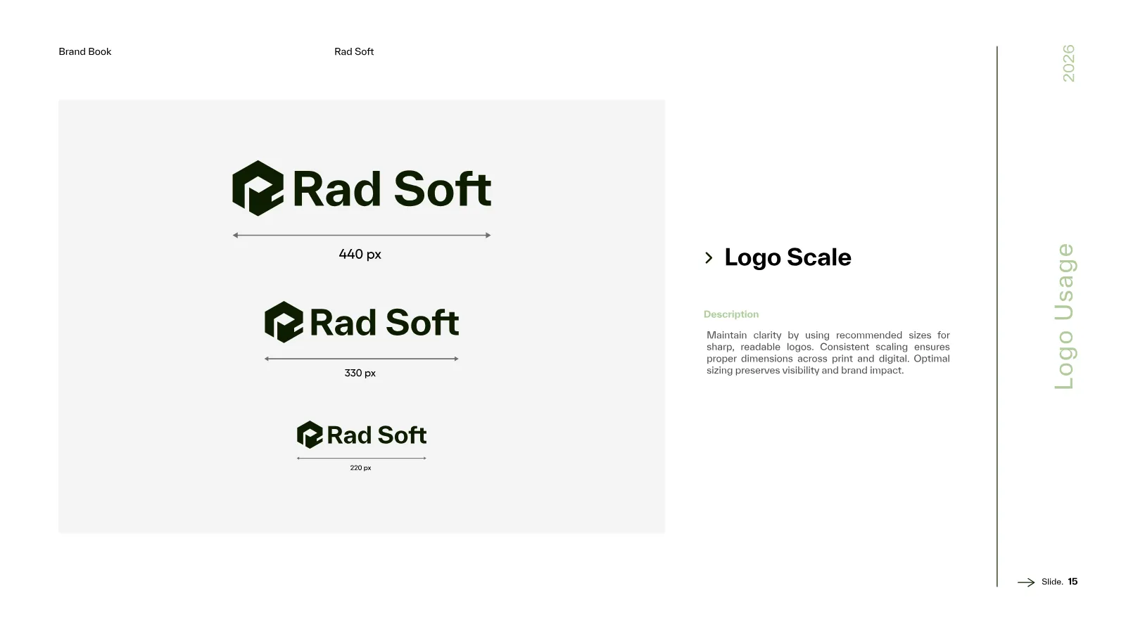 Rad Soft Brand Guidelines presentation, page 16 of 39