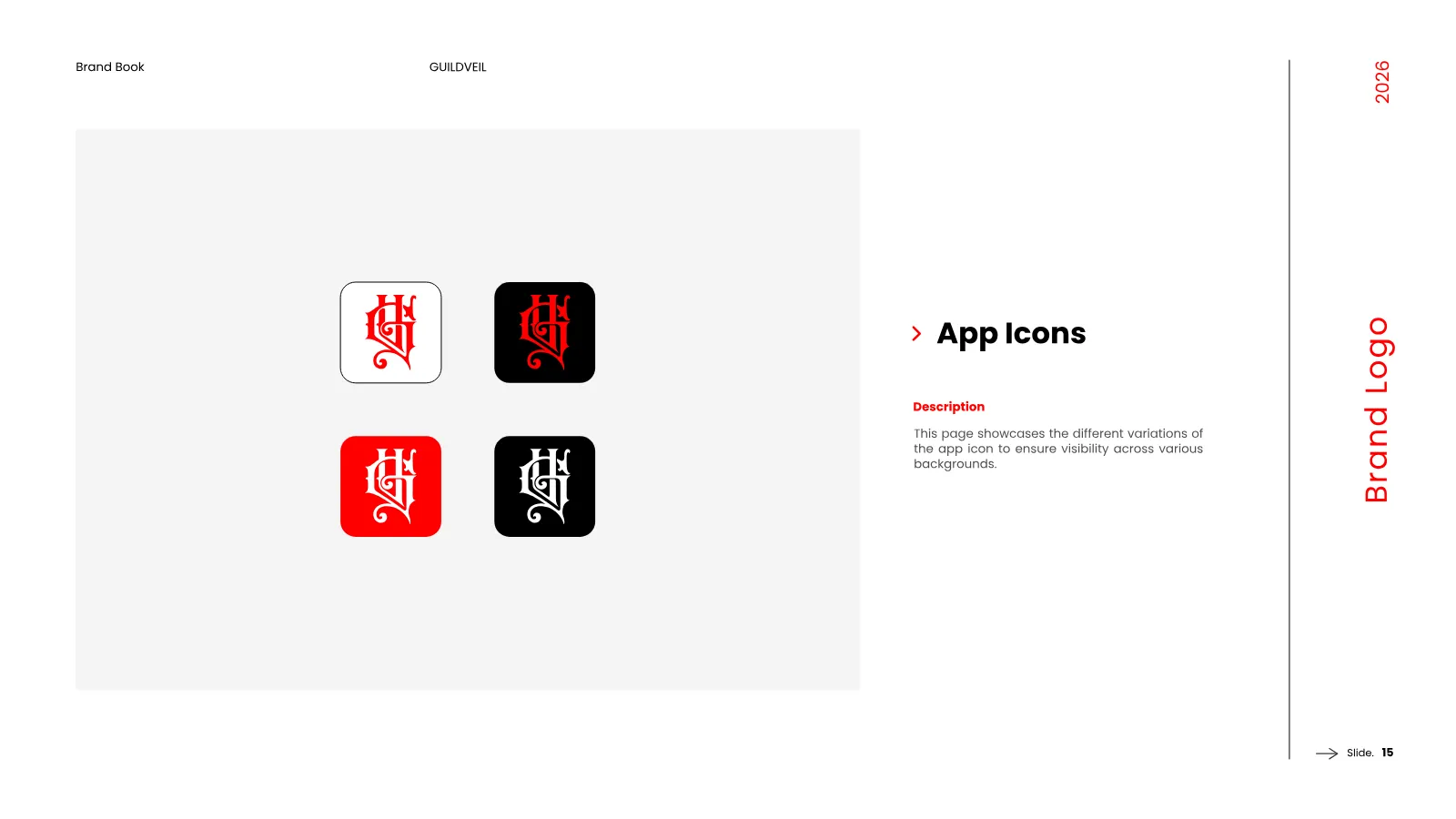 GUILDVEIL Brand Guidelines presentation, page 16 of 36