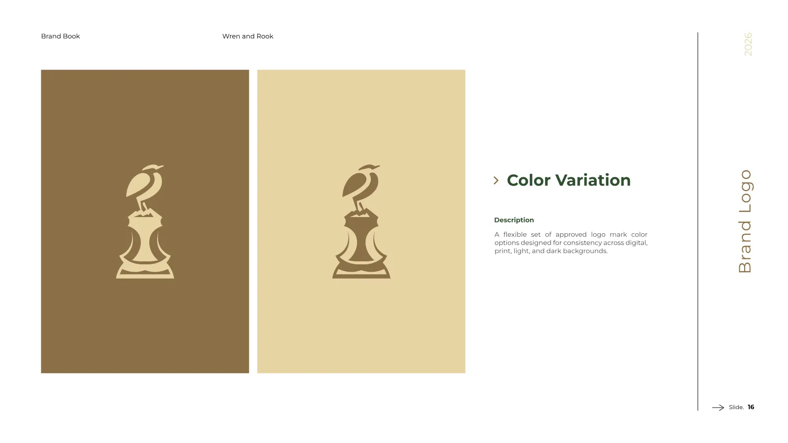 Wren and Rook Brand Guidelines presentation, page 17 of 38