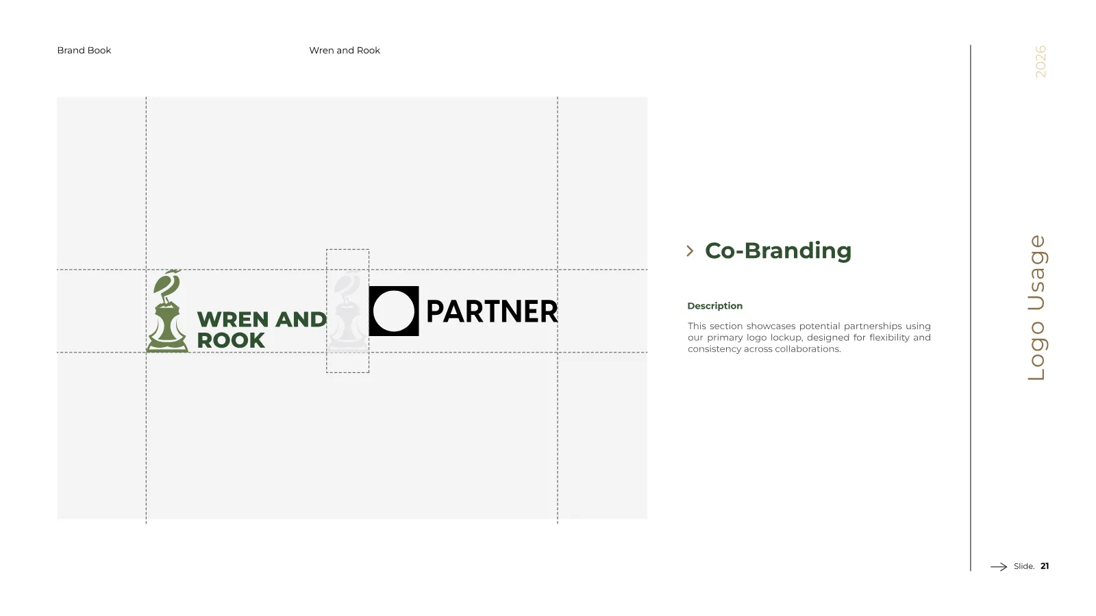 Wren and Rook Brand Guidelines presentation, page 22 of 38