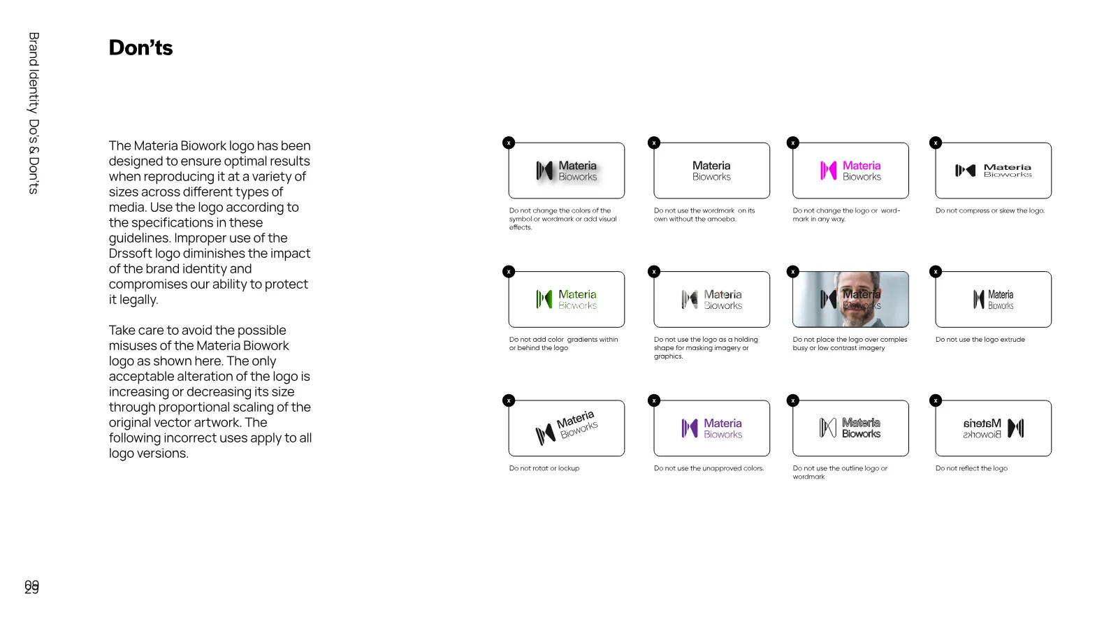 Materia Bioworks Brand Guidelines presentation, page 28 of 45
