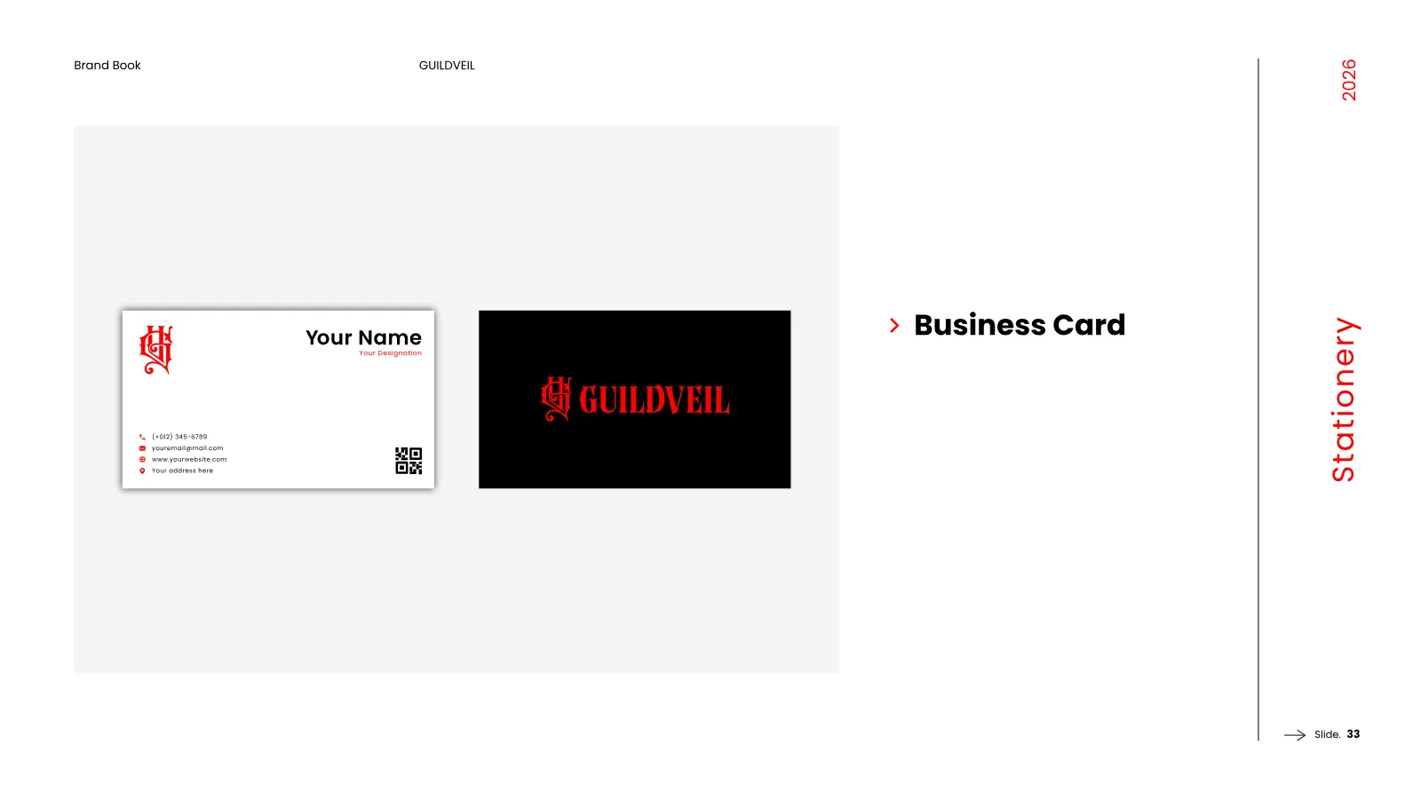 GUILDVEIL Brand Guidelines presentation, page 34 of 36