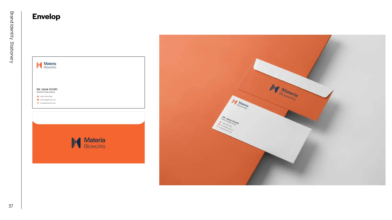 Materia Bioworks Brand Guidelines presentation, page 36 of 45