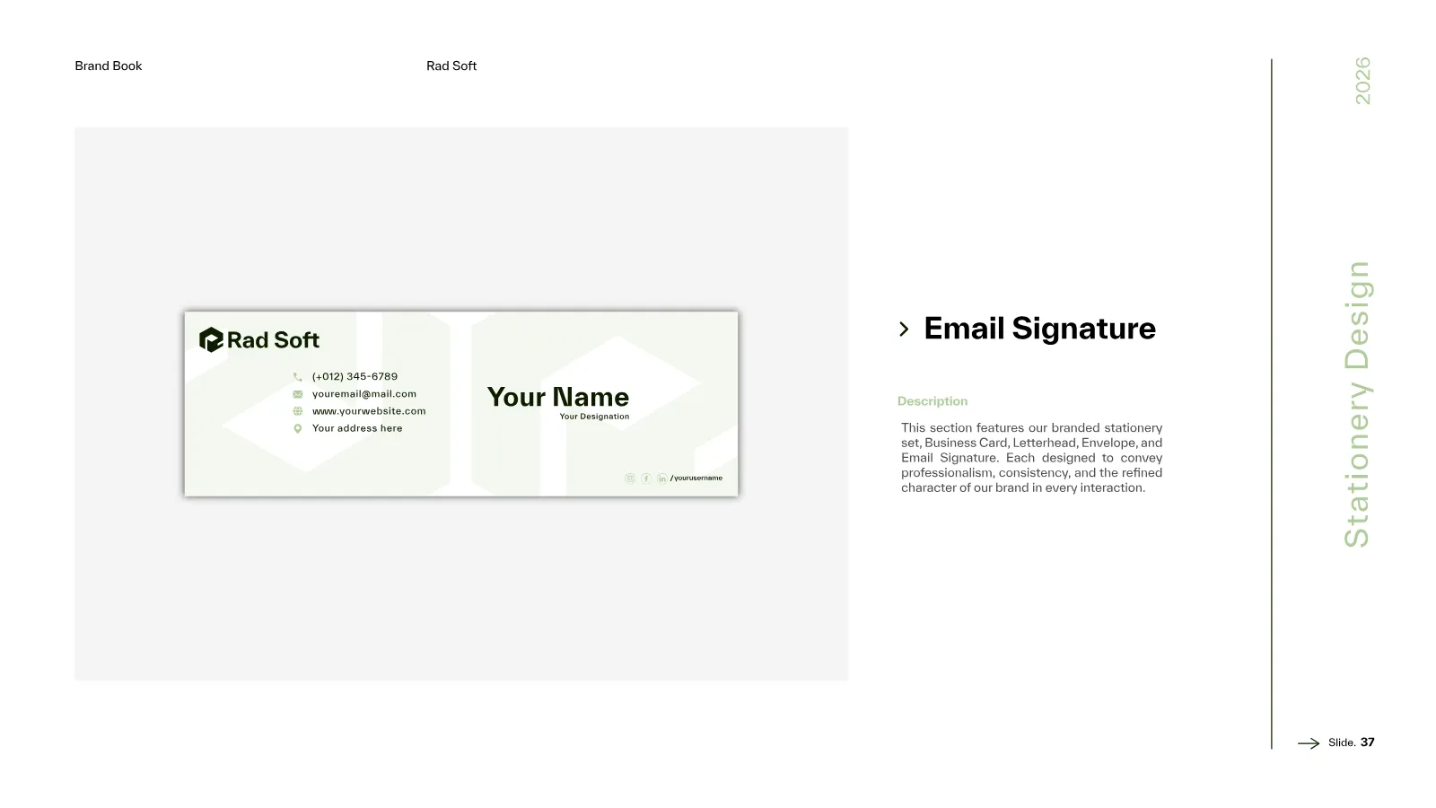 Rad Soft Brand Guidelines presentation, page 38 of 39